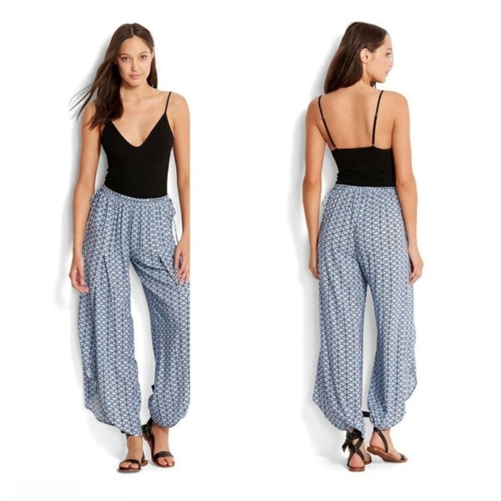 Seafolly Women's Desert Geo Tribe Split Leg Wrap Pants Bluestone Blue Medium